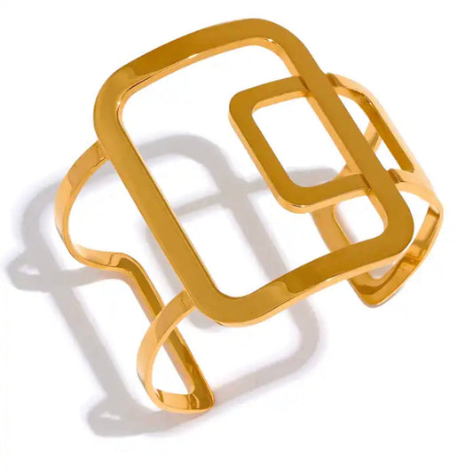 Out Of The Box Cuff Bracelet - 18K Gold Coated